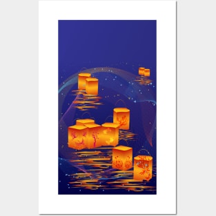 Beauty of floating lanterns Posters and Art